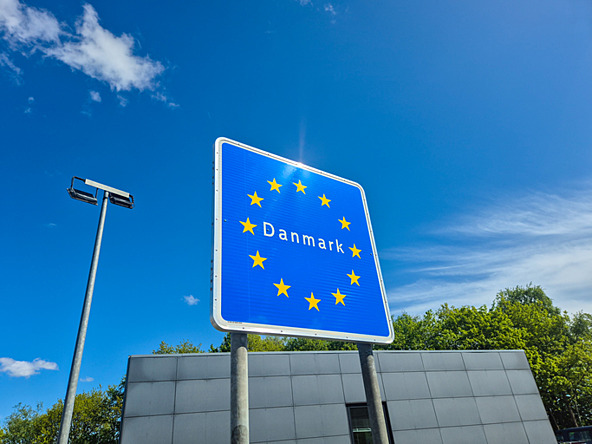 blue Denmark border sign